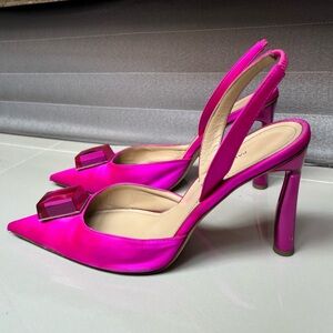 100% PAUL ANDREW Point Cube Halter-Back Pump Heels Size US 38.5